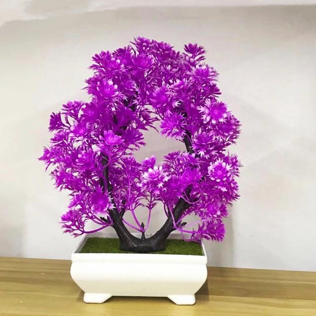 AM560 Bunga Plastik / Pajangan Bunga Artifisial / Vas petak-Ungu