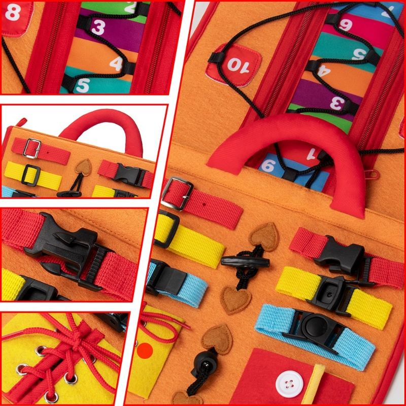 Mainan Edukasi Anak Papan Belajar Activity Basic Skill Montessori Preschool Toys Busy Board Practical Early Educational Sensory with Buckles Kado Ulang Tahun Quiet Busy Book