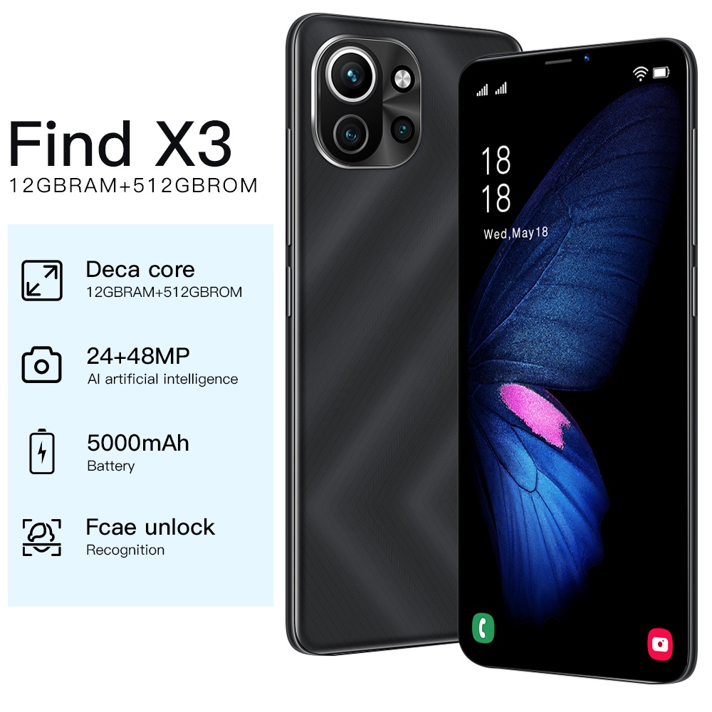 hp murah Find X3 handphone RAM 12GB ROM 512GB 6.0inch handphone Android 4G/5G smartphone Android11.0