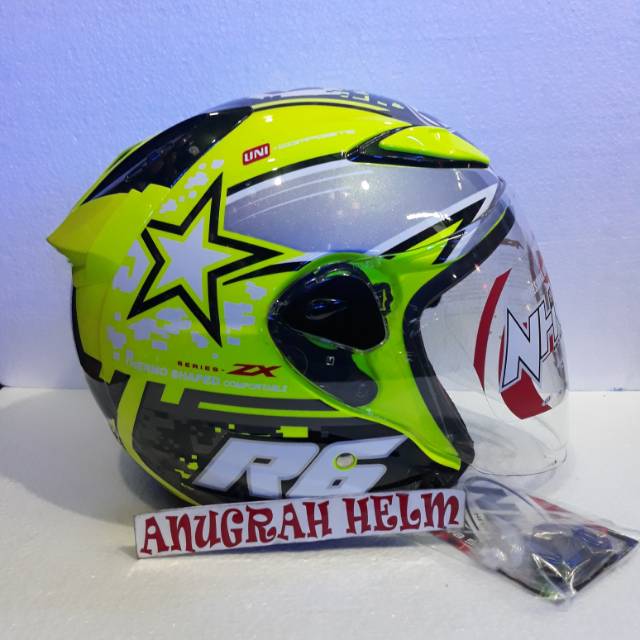 HELM NHK R6 MOTIF PIXEL YELLOW KUNING STABILO FLU