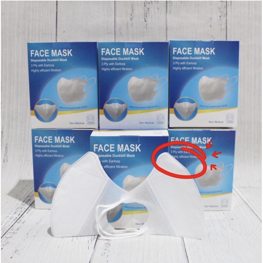 Masker DUCKBILL 3PLY EARLOOP Dewasa Face Mask Duckbill 3 PLY ADA GARIS HIDUNG