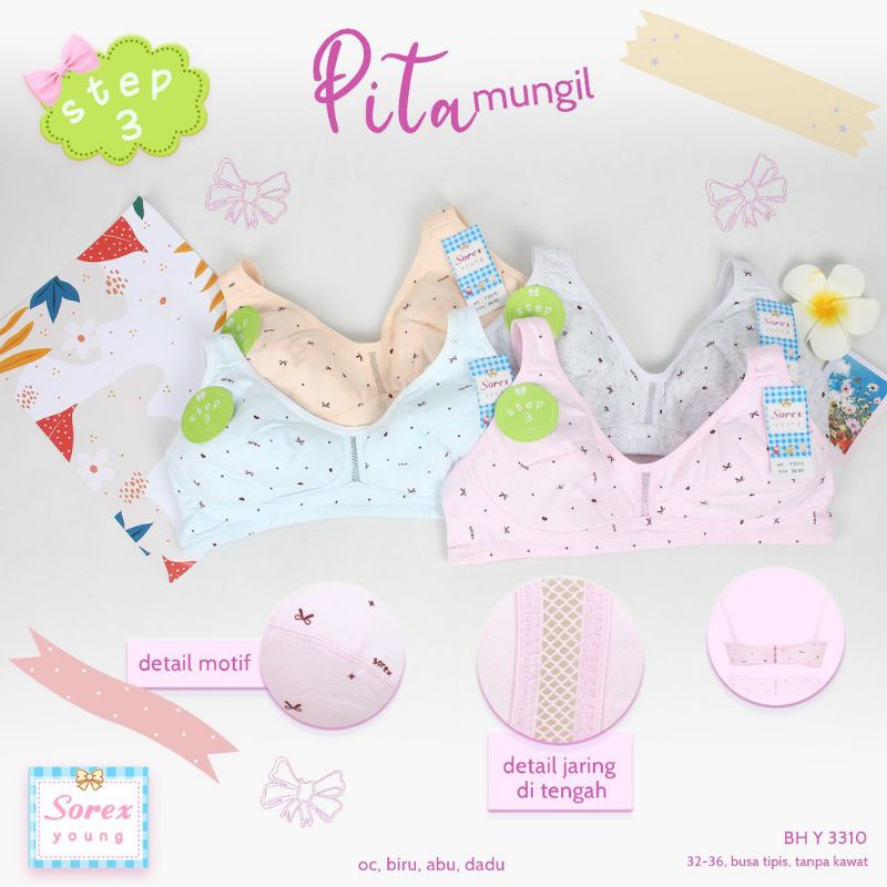 Grosir Bra Sorex Young Y3310 | Bh Remaja Perempuan Step 3 Motif Bh Remaja Minibra Miniset Remaja Sorex Y3310