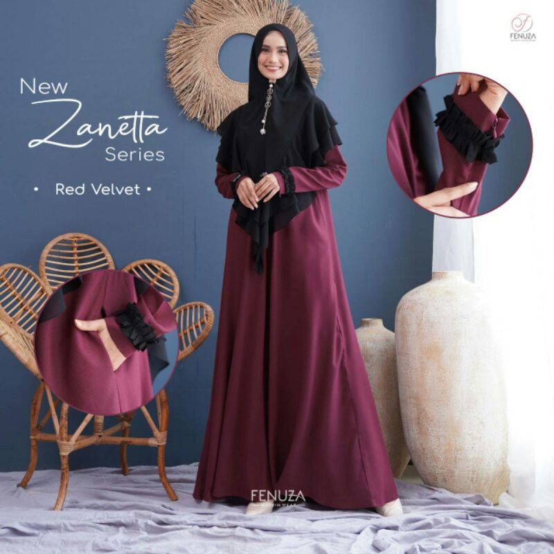 NEW ZANETTA DRESS FENUZA GAMIS SYARI POLOS KATUN MADINAH