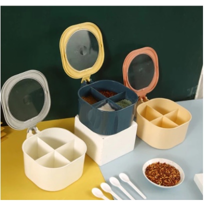 Kotak Bumbu Dapur 4 Sekat Serbaguna Tempat Bumbu Dapur Kotak 4 in 1 Plastik With High Quality