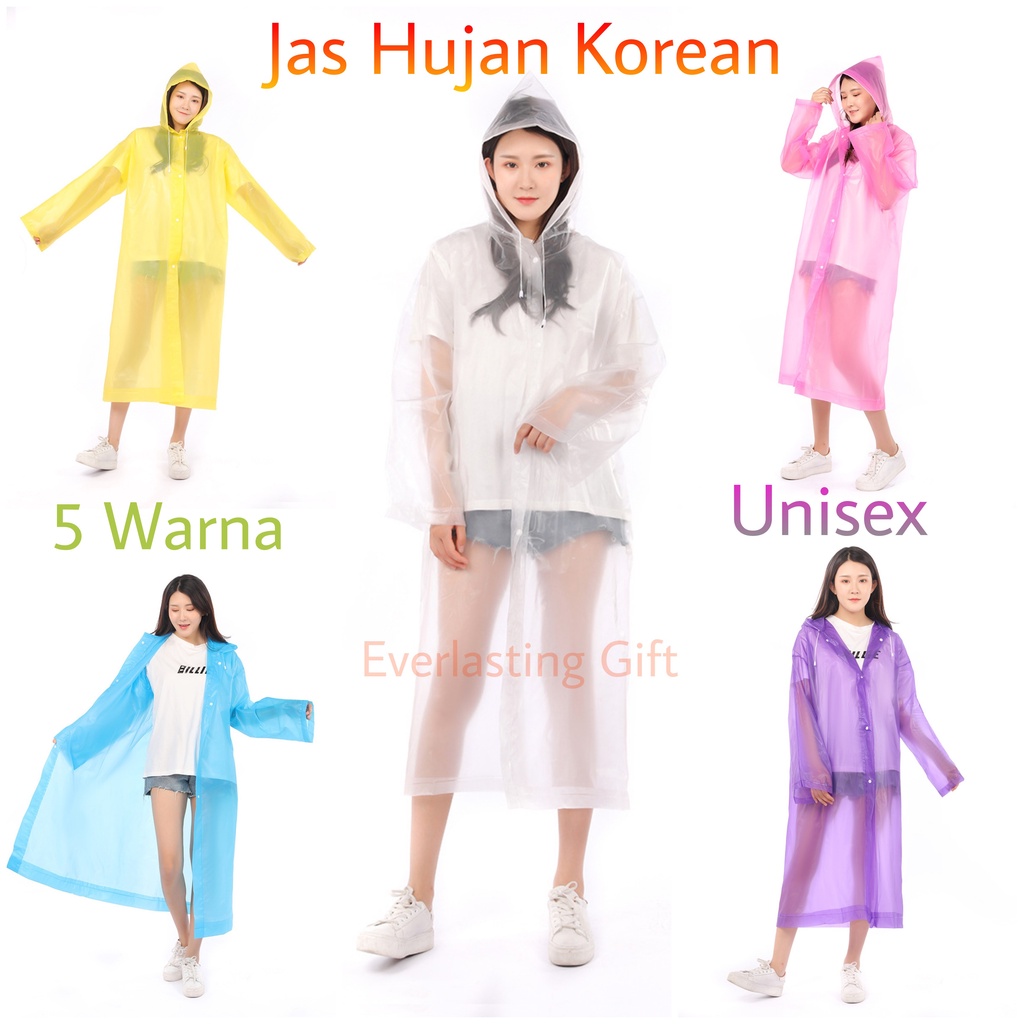 Jas Hujan Korea Fashion Poncho Model Polos Banyak Warna