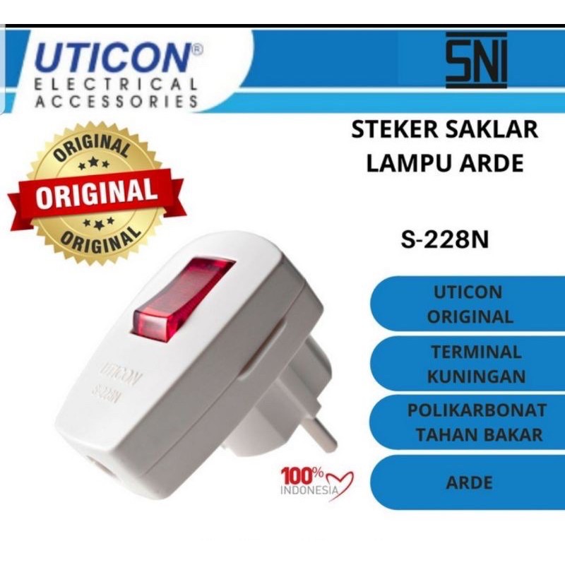 Steker Saklar + Switch ON OFF lampu S-228 N Uticon