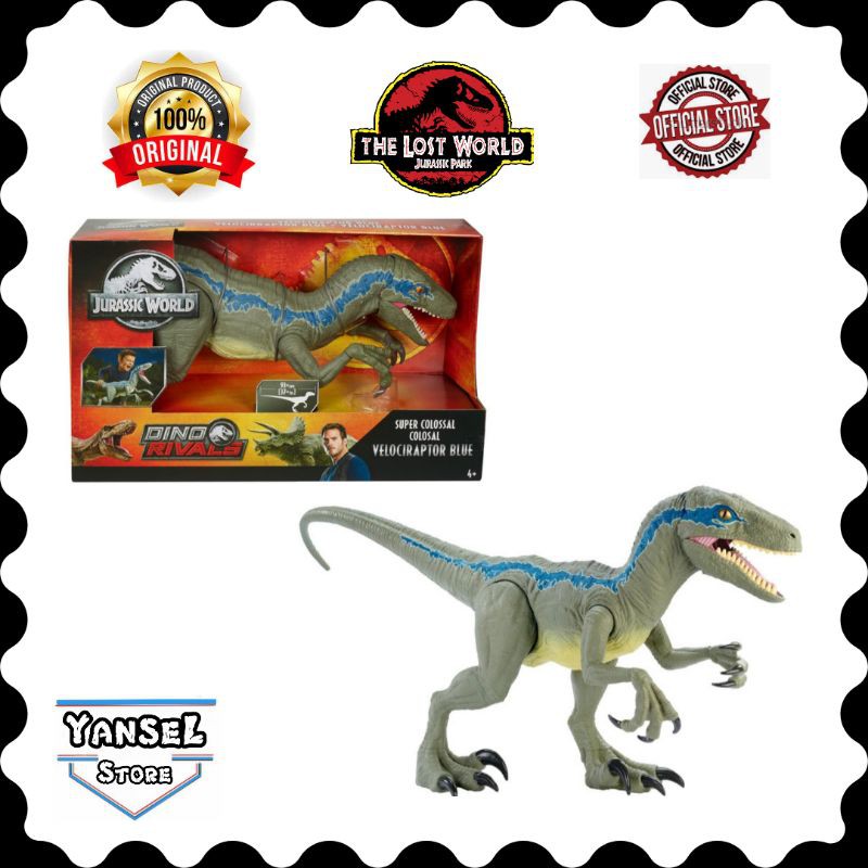 Jurassic World Dino Rivals Super Colossal Velociraptor Blue Figure Shopee Indonesia