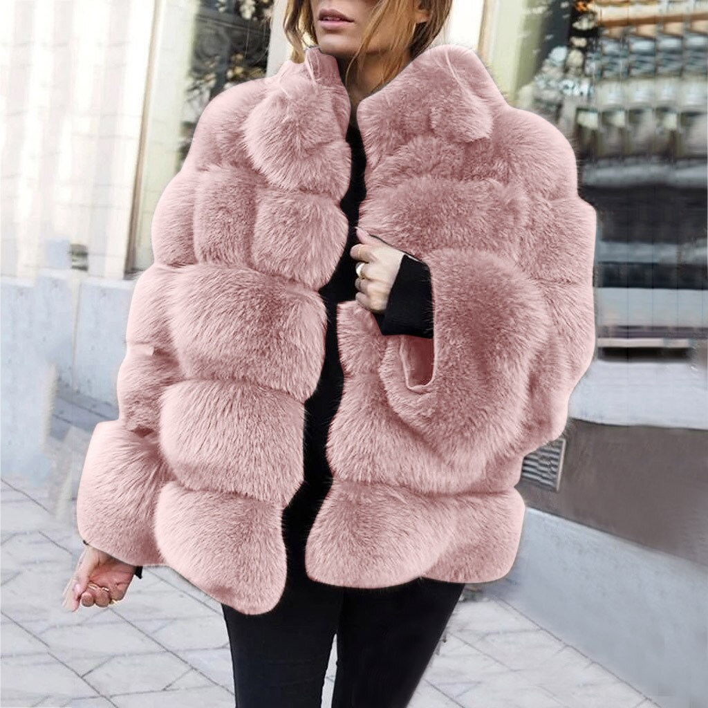 Women Winter Top Fashion Fur Coat Elegant Thick Warm Outerwear Fake Fur Jacket