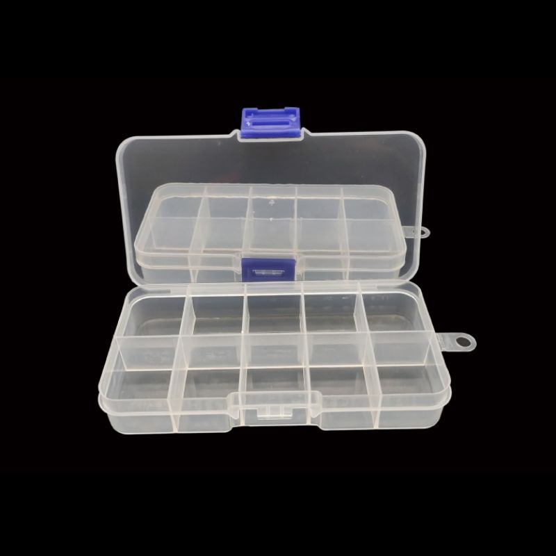 Storage Box Case 10 Sekat Grid Bisa di Lepas Tempat Kotak Penyimpanan Perhiasan / Manik-Manik Baut Mur Beads