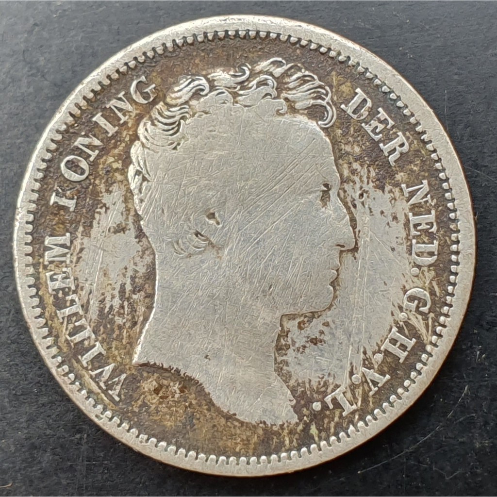 Koin Perak Tua Belanda 1/4 0,25 Gulden Raja Willem I 1840 Bekas