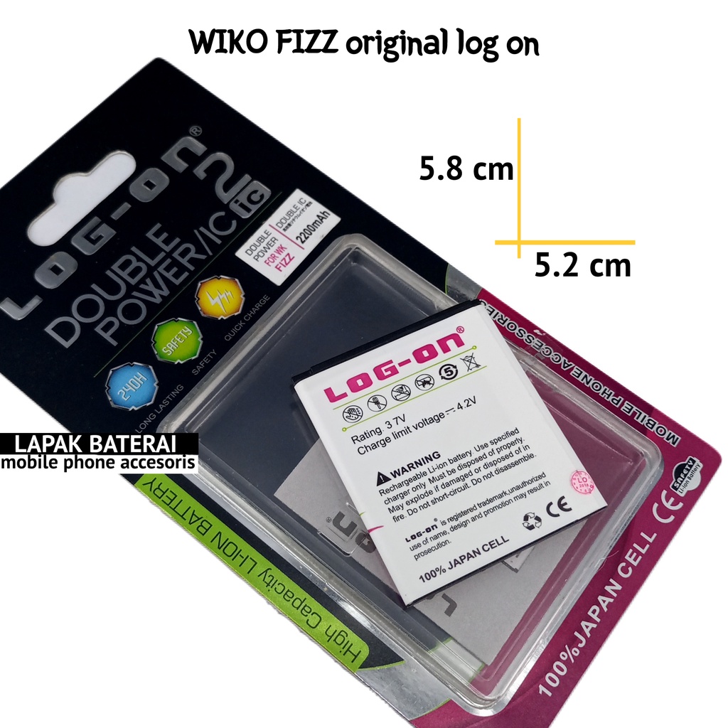 LOG - ON Baterai Wiko Fizz Double IC Protection Battery Batre