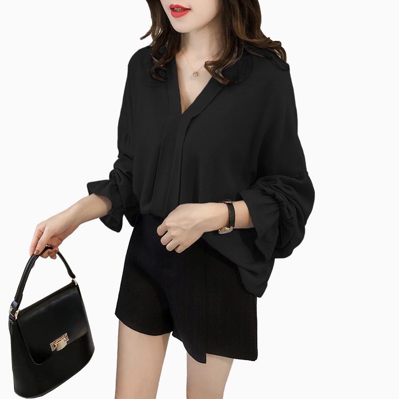 Blus lengan panjang gaya Korea BIG SIZE fit 3L model oversized longgar - XSHOP Ningrum