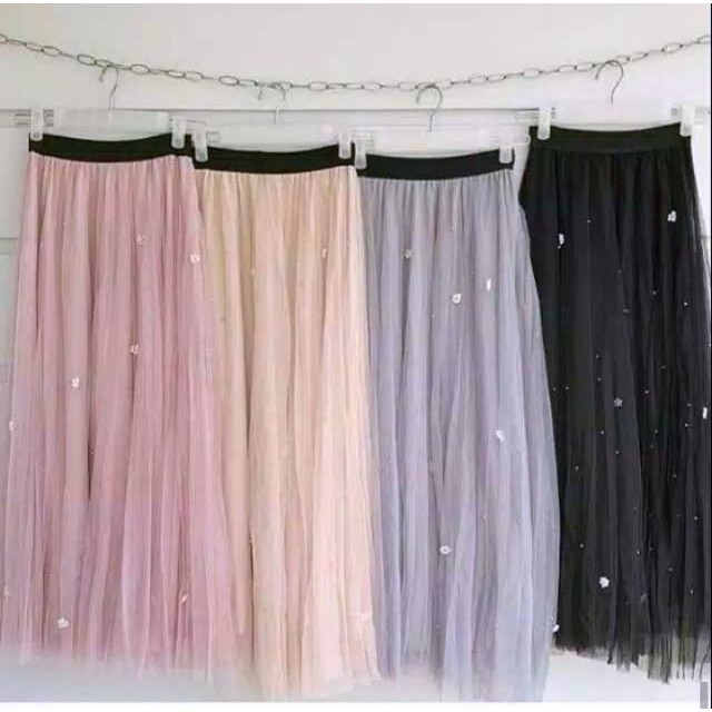 BAGUS bahan Oke Spandek Hitam Polos Span Panjang/ Rok tutu mutiara