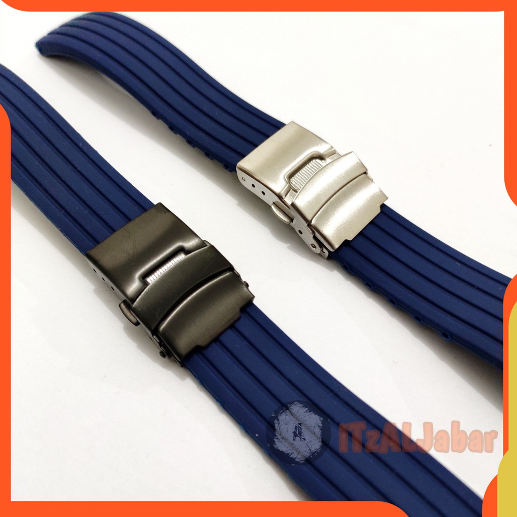 Tali jam tangan Rubber karet engsel strap bracelet biru navy