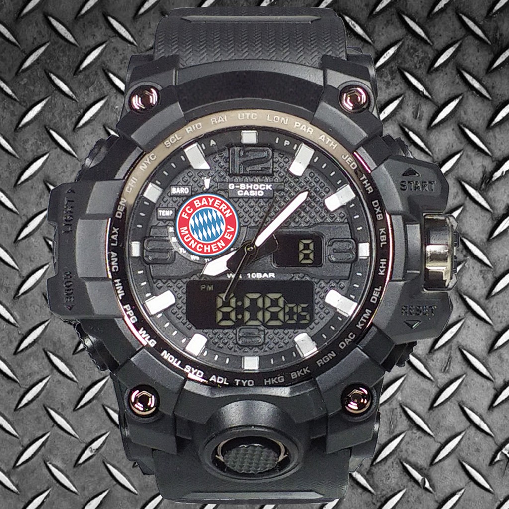 (Istimewa Bossque) Jam BAYERN MUNCHEN Double Time Full Black (Exclusive)