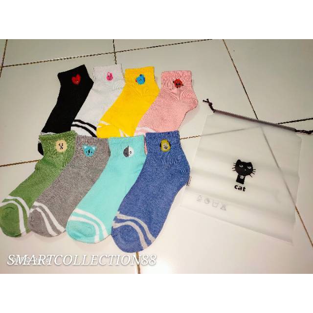 OOS K2 184 KAOS KAKI KAOSKAKI KPOP BTS21 BT21 KAUS KAKI BTS ARMY UNISEX MOTIF GARIS 2 IMPORT COD-4