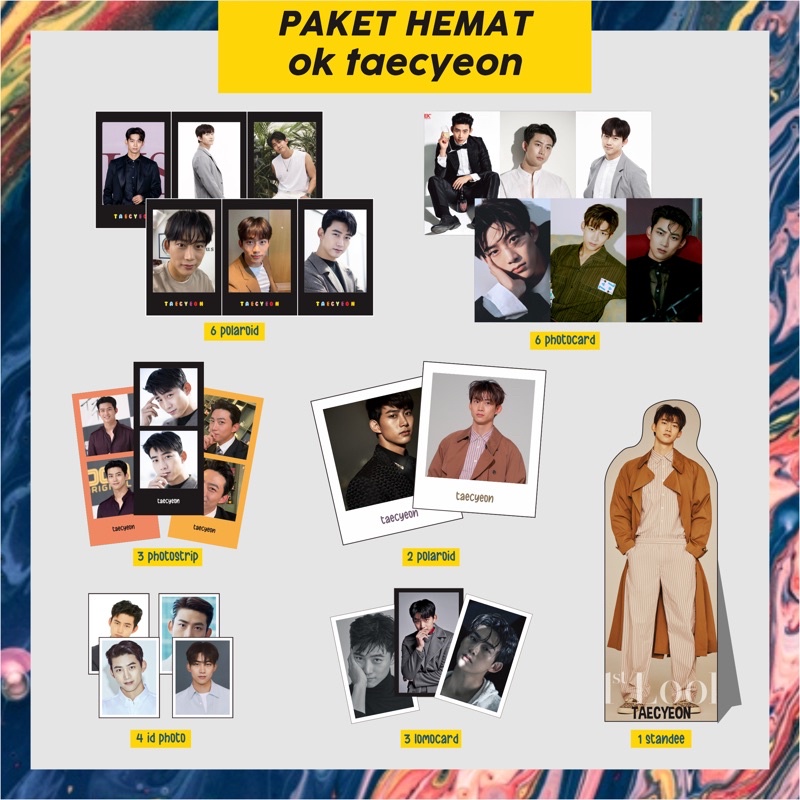 PAHE PAKET HEMAT ACTOR KOREA ( OK TAECYEON 2PM )  polaroid, bunting flag, photocard pc