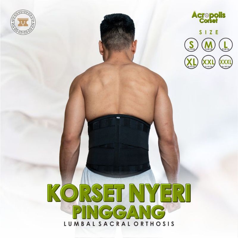 (HITAM) Korset Sakit Pinggang / Korset Kesehatan / Korset Nyeri Pinggang / Korset LSO /Korset Lumbal