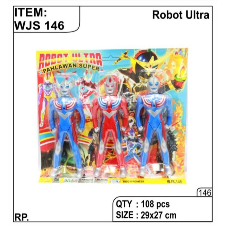 WJS 146 - Mainan anak Ultraman isi 3pc biru dan merah wjs146