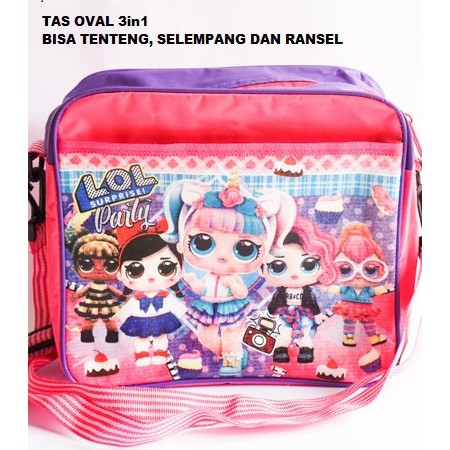 Tas Anak Untuk Souvenir Ulang Tahun / Ultah Tenteng Slempang dan Oval 3in1 (tenteng slempang dan ransel)