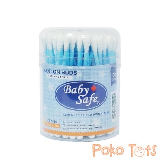 Baby Safe Cotton Buds Regular Tip Pot Isi 100 pcs Tip Besar