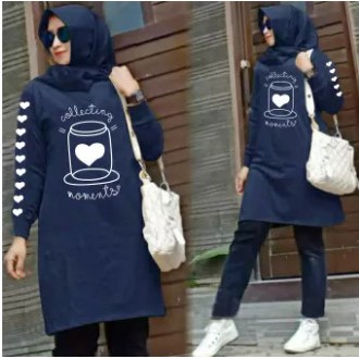 Baju Atasan Tunik Kaos Wanita Terbaru 2021 Murah Terlaris LOVE Babyterry Halus Saku Kanan Kiri - NG