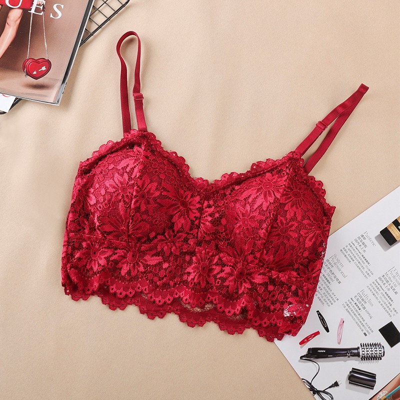 New Arrival Push Up Wireless Lace Bra Top Wanita Plus Size Bralette Underware Full Cup