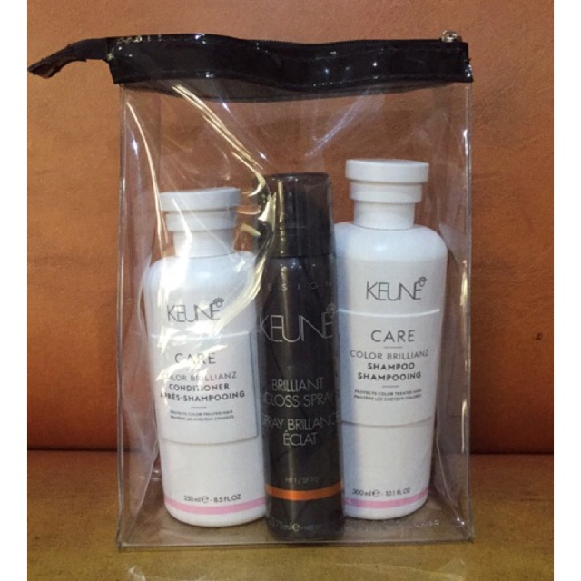Paket keune Shampo+conditioner color brilliant/ brillian gloss spray 75 ml