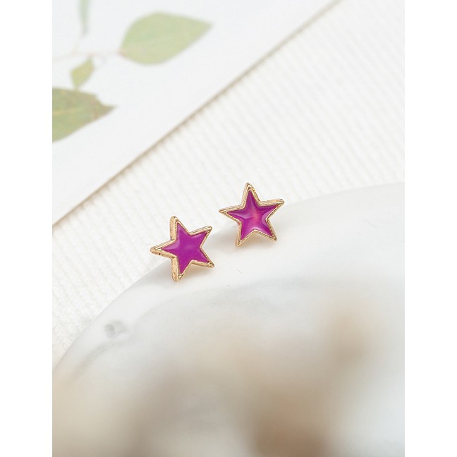 LRC Anting Tusuk Fashion Pentagram Cartoon Star Earrings F59878