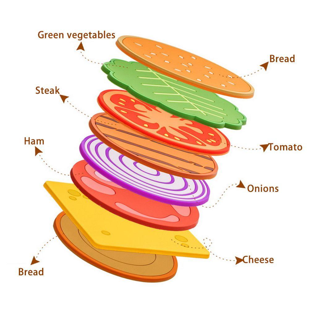 [Elegan] Cup Coaster Kreatif Tahan Minyak Isolasi Table Mat Hamburger Bentuk Tatakan Menebal Dekorasi Meja