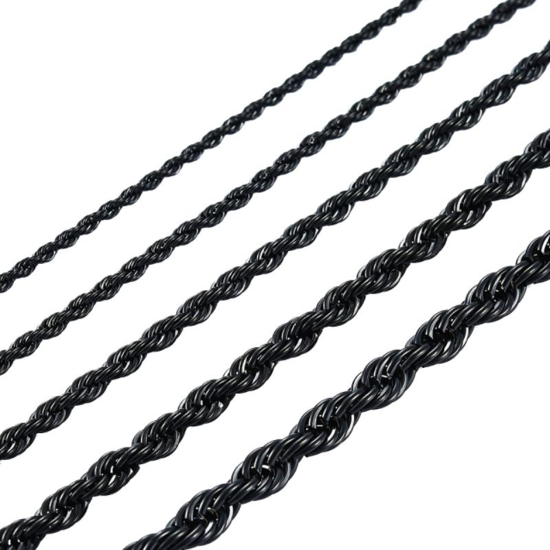 Kalung Titanium Stainless Steel Harga grosir isi 12 pcs Warna Hitam