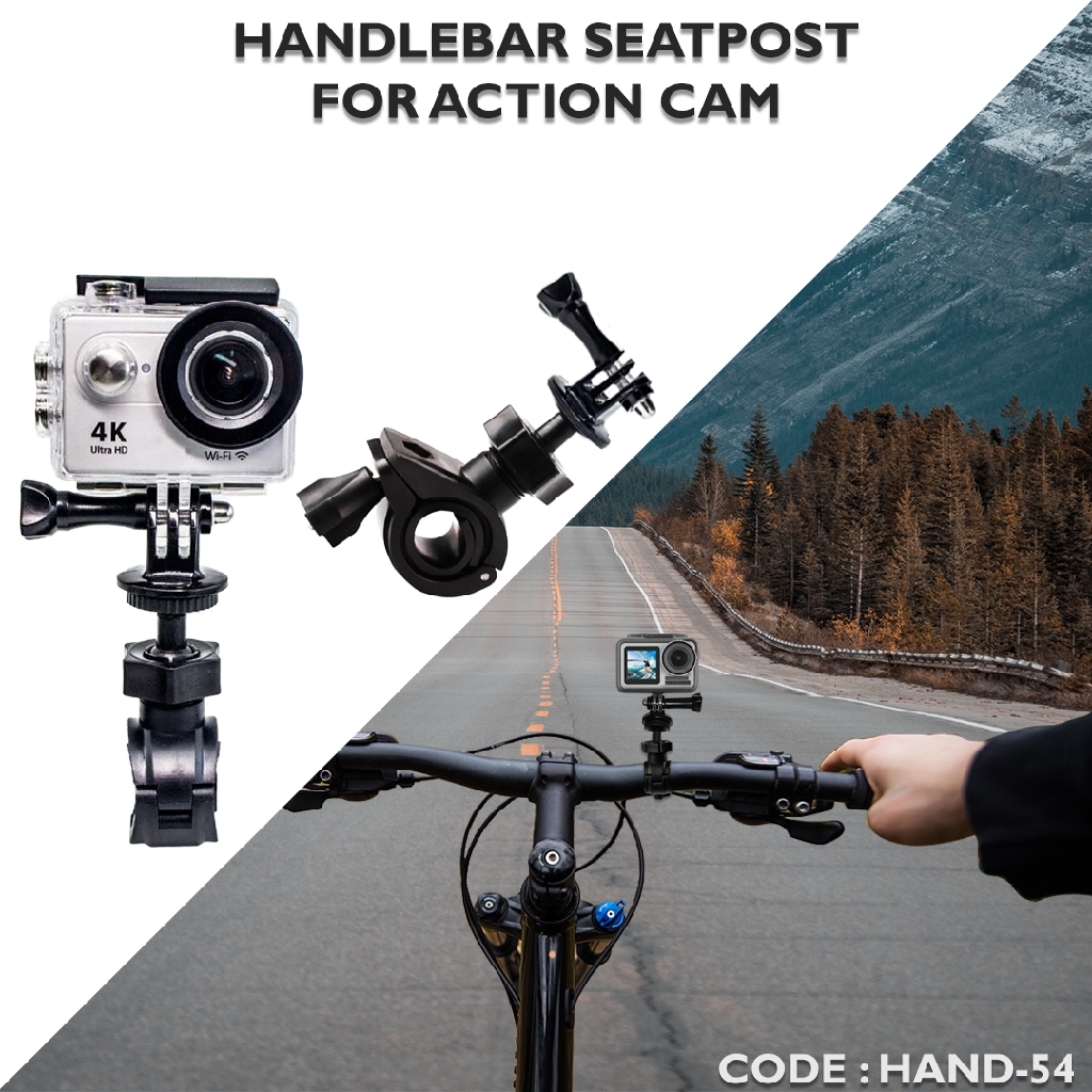 Bike HANDLEBAR SEATPOST ROLL MOUNT FOR ACTION Camera Xiaomi Yi Gopro DLL Stang Sepeda Motor