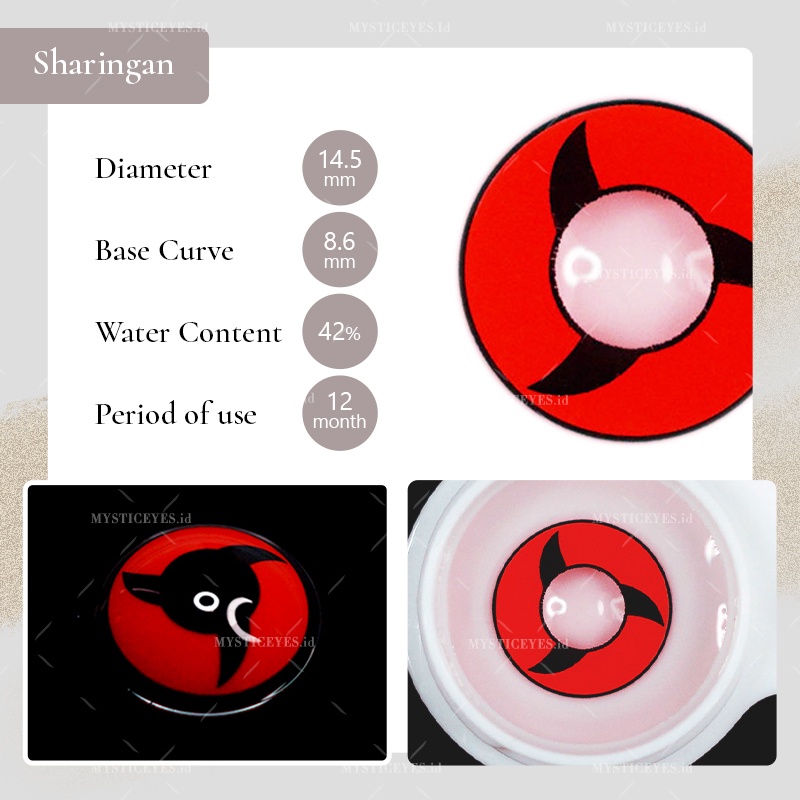 [✅COD] MYSTICEYES SOFTLENS COSPLAY CRAZY LENS SHARINGAN 14.5MM (NORMAL)