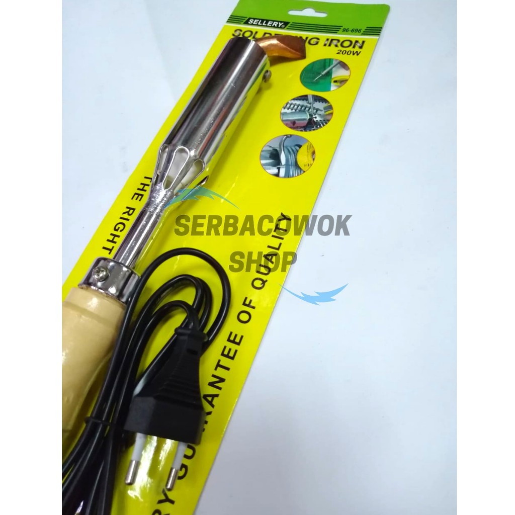 Soldering Iron Solder Listrik Gagang Kayu 200 Watt Sellery Termurah