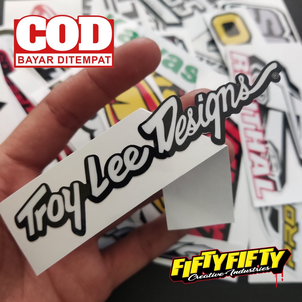 Stiker Print Cut TROY LEE DESIGNS Stiker Printing Laminasi Glossy Stiker Motor Mobil Helm Sudah Membentuk Pola Desain