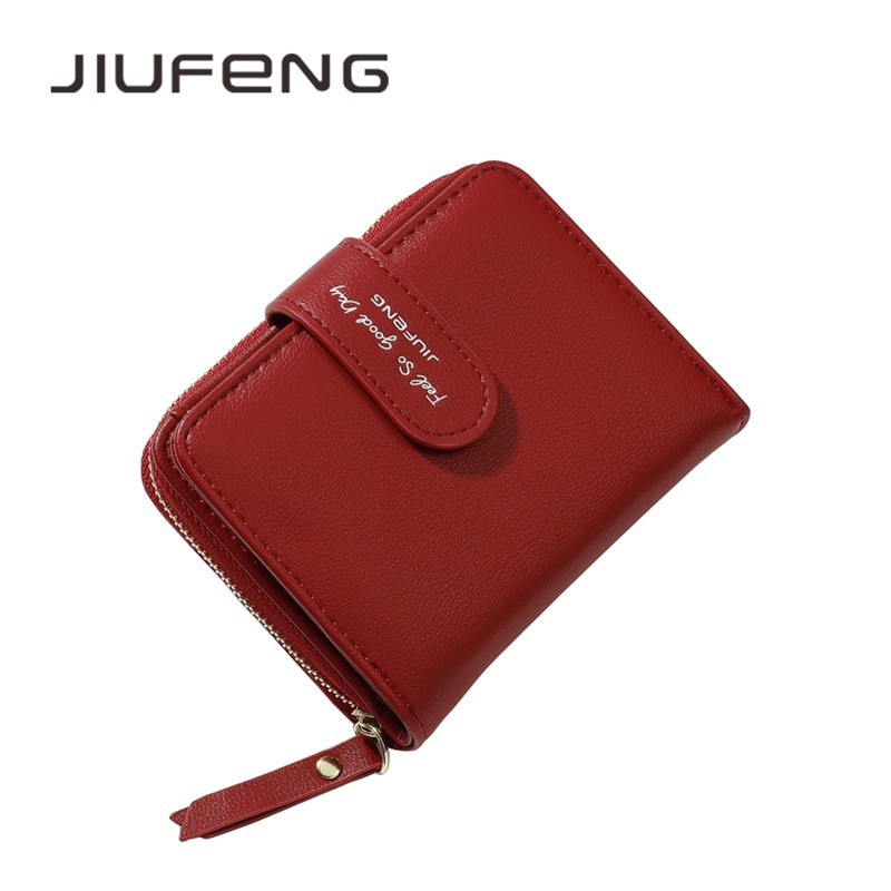 JIUFENG Dompet Koin Zipper Wanita Korea Fashion Pendek Serba Guna Resleting