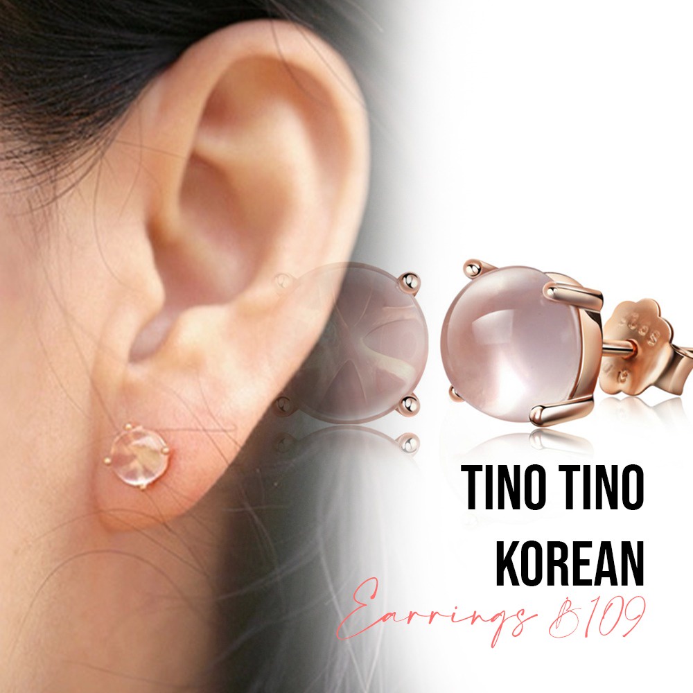Anting Wanita Permata Pink Titanium Anti Karat dan Alergi