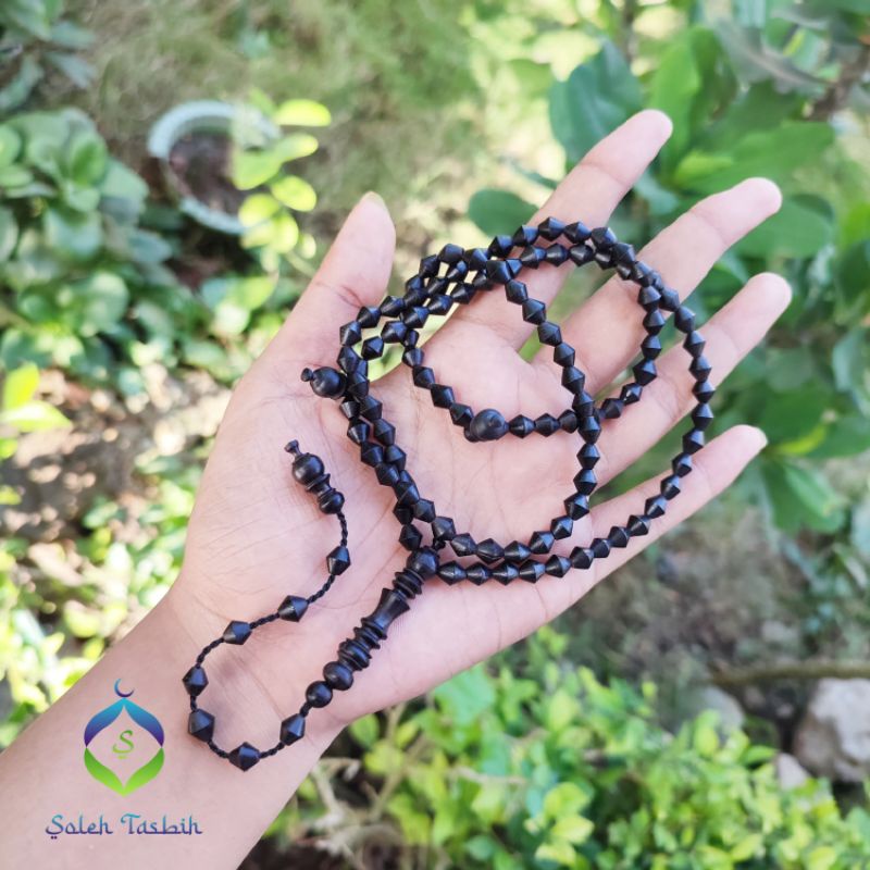 Tasbih Galih Kelor Hitam Motif Wajik Size 6mm_Tasbih Muslim 99 Butir