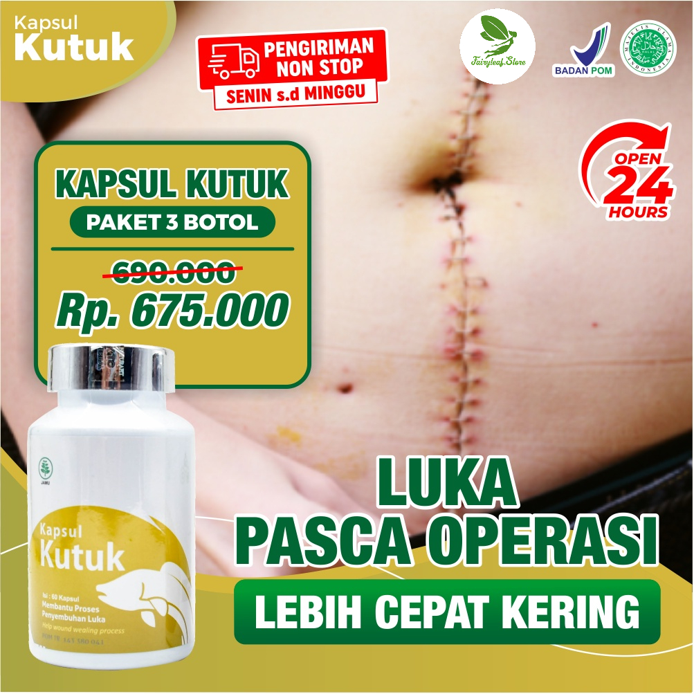 Paket 3 Botol KAPSUL KUTUK PREMIUM || Obat Pasca Operasi Caesar Langsung Kering Original