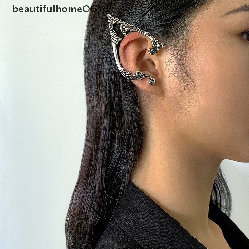 Anting Klip Tanpa Tindik Desain Dark Elf Untuk Wanita