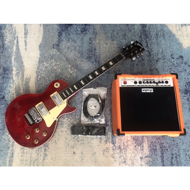 Paket Gitar Elektrik/Listrik Gibson Lespaul Tromolo Updown (Merah)