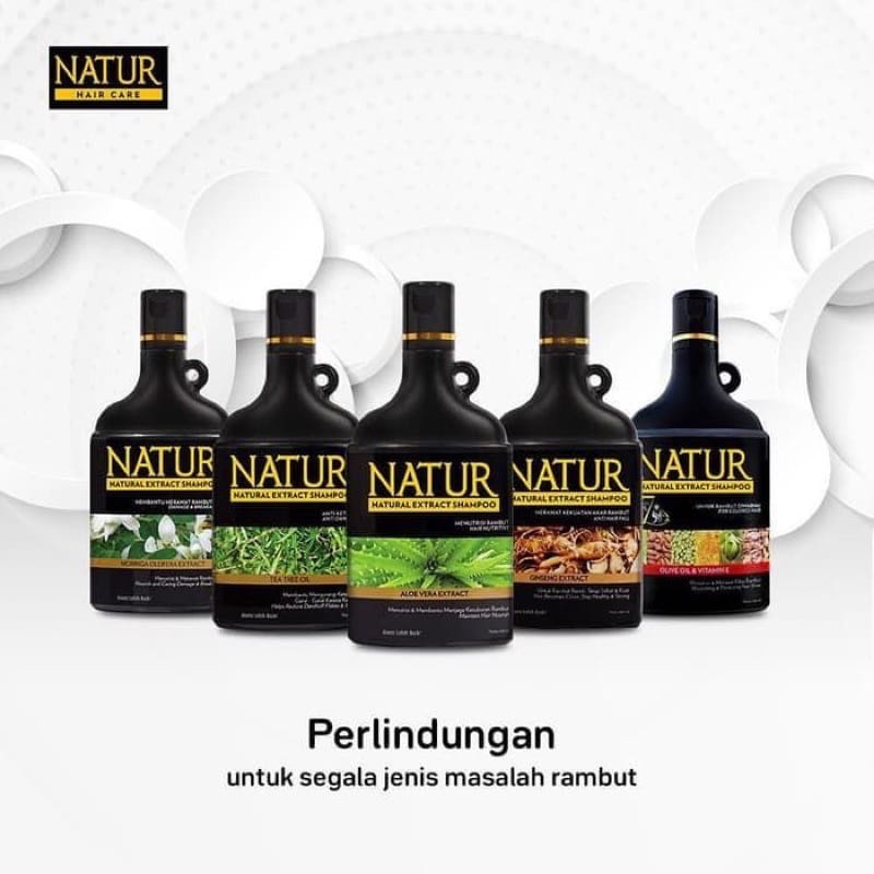 NATUR Natural Extract Shampoo | Shampoo Herbal | Olive Oil | Gingseng | 140mL