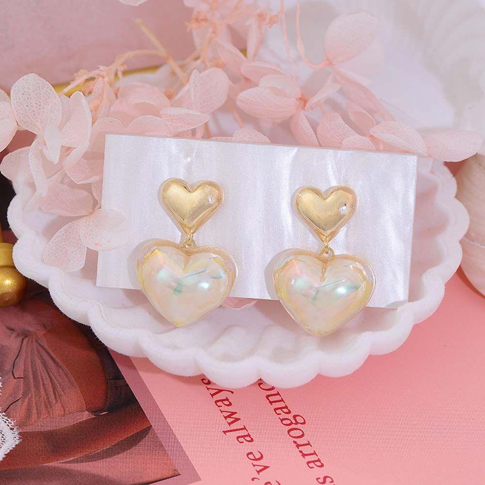 Needway  Cinta Hati Stud Earrings Trendi Pesona Hadiah Elegan Symphony Pearl Love Lady Anting Gaya Korea