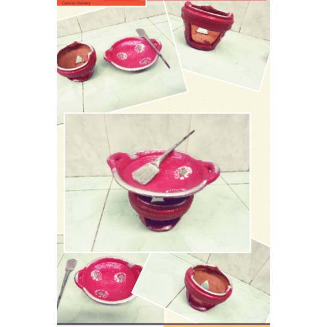 1 Set Mainan alat masak tanah liat/Mainan Anak Perempuan/Mainan Jadul