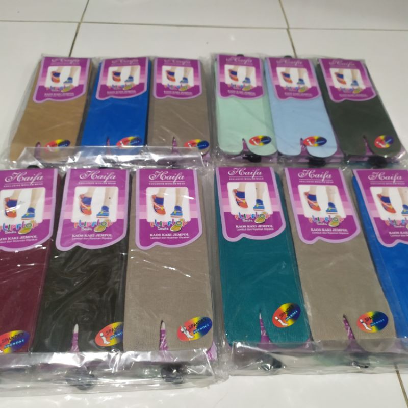 kaos kaki jempol pendek polos/motif isi 12 pasang-lusinan