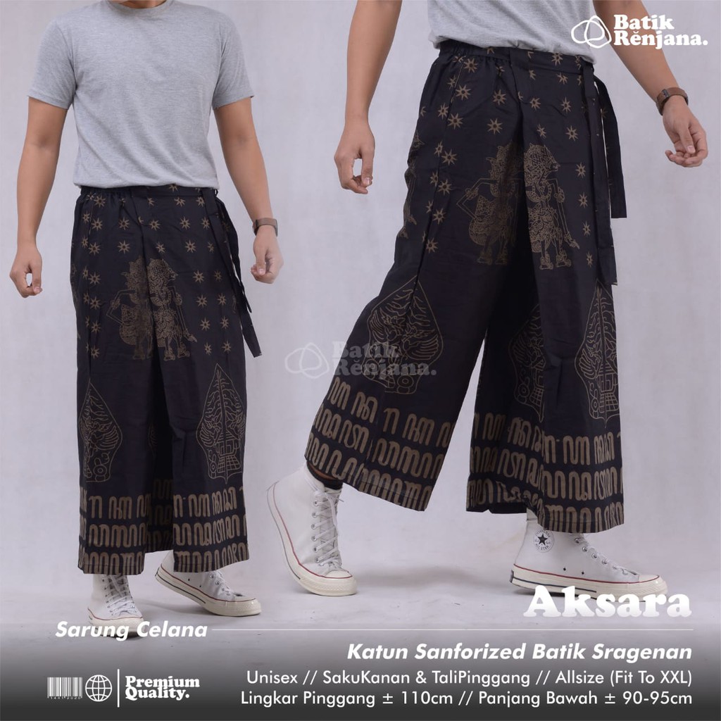 AKSARA Sarung Celana Batik Pria Cowok Dewasa Premium Motif Batik Lebaran Asli Solo RENJANA