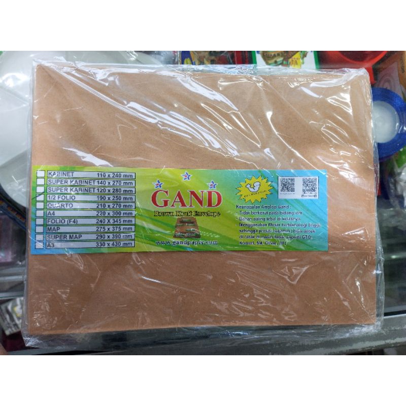 

Amplop Coklat polos 1/2 Folio Gand ( 1pak/100pcs )