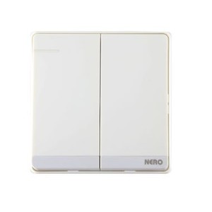 Nero Q71621-W 16AX 250V~2 gang 1 Way Switch Dengan Fluorescent Locator