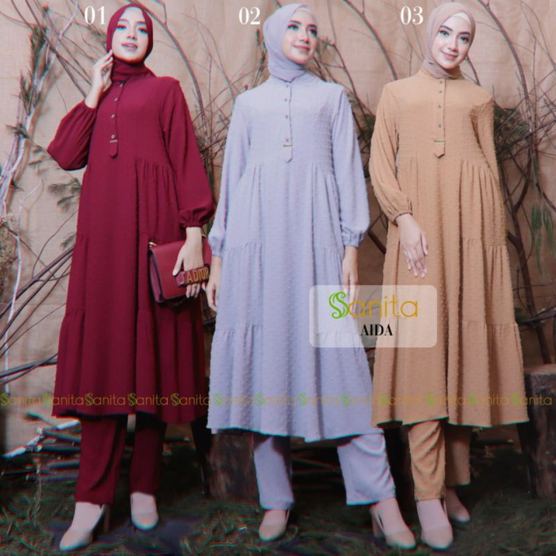 SET TUNIK CELANA AIDA BY SANITA_OneSet Kekinian Terlaris Termurah Bestseller