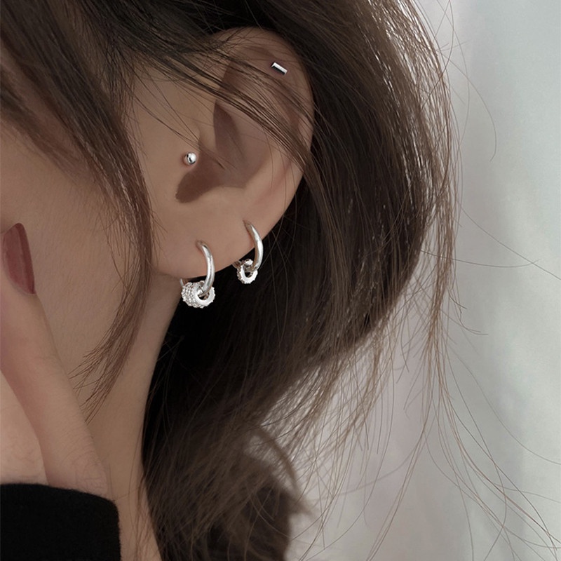 [ACKER] Anting-anting Hoop Zircon Kecil Yang Indah Anting-Anting Drop Lingkaran Emas Anting-Anting Tindik Sederhana